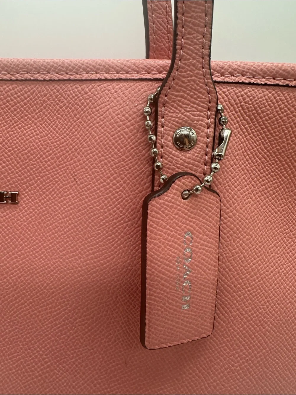 Coach Coral Pink Leather Tote with Top Handles